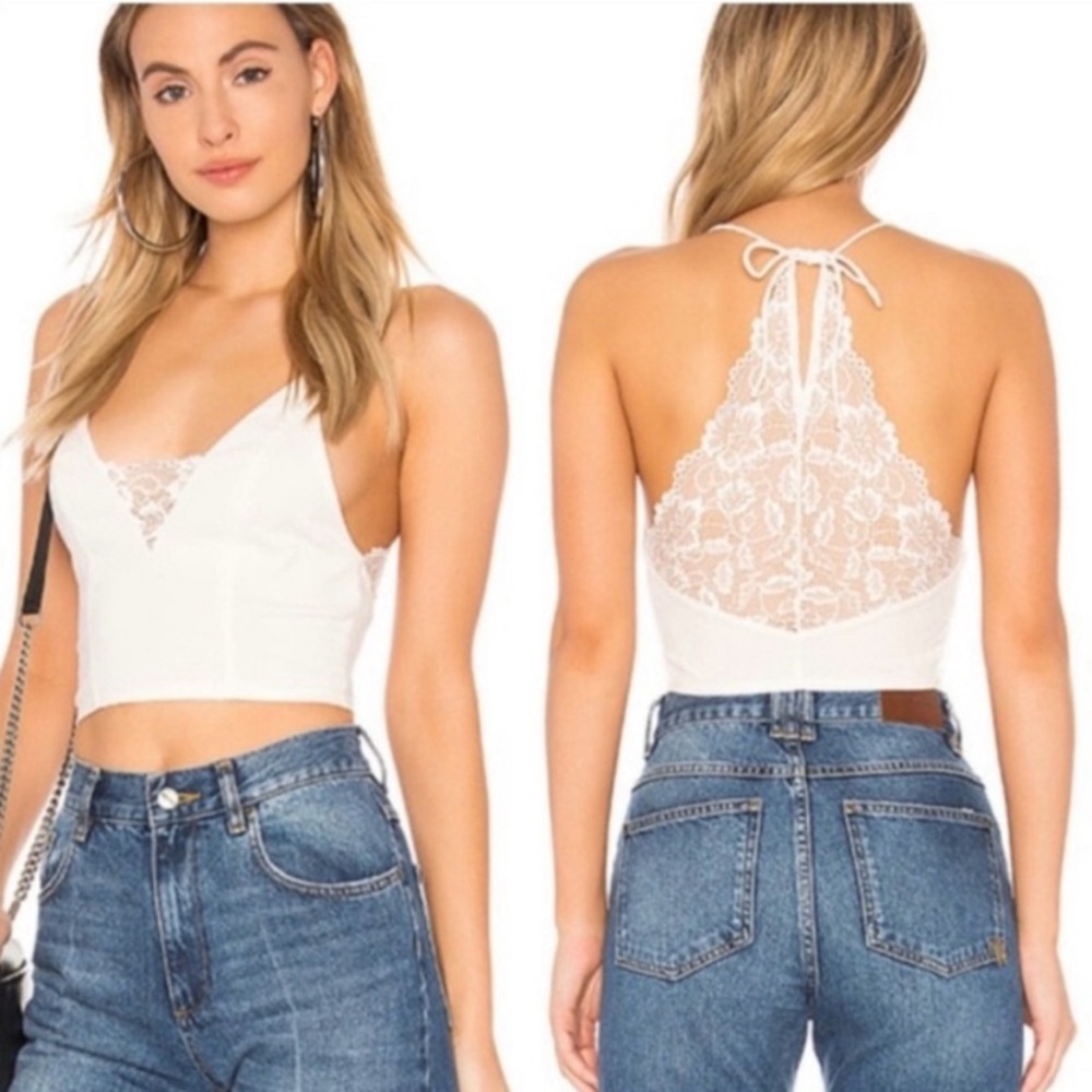 Free People Century Brami Fitted Camisole Crop Top Coastal Cowgirl Cottagecore